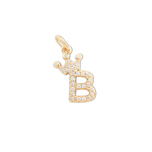 Brass Letter B Inlaid Zircon Charms Pendants Accessories 10x17mm 10pcs