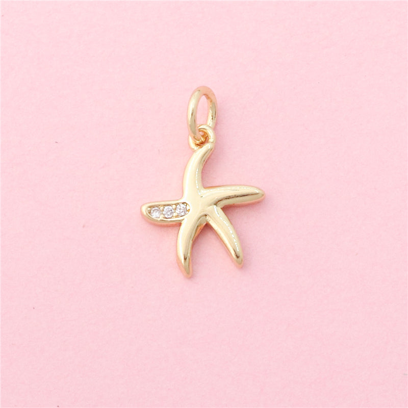 Pingentes de latão acessórios formato estrela do mar 11x13mm 10pcs