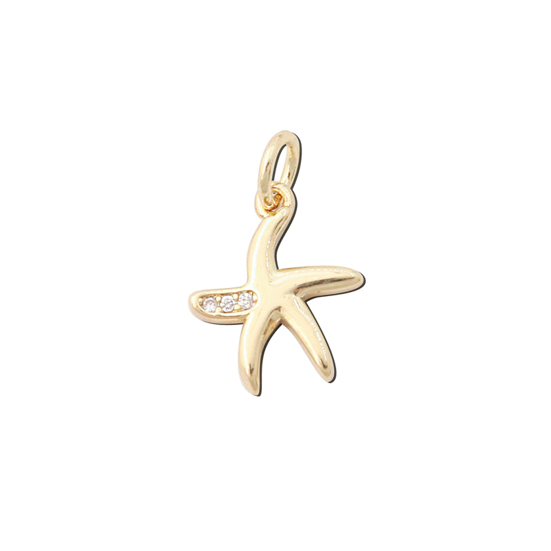 Pingentes de latão acessórios formato estrela do mar 11x13mm 10pcs