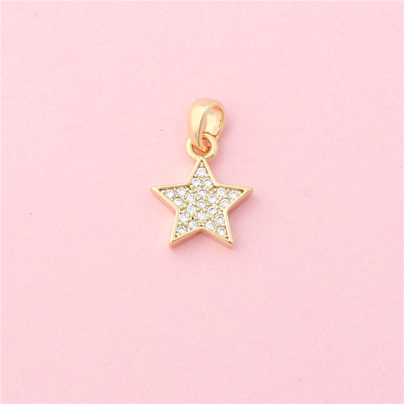 Acessórios de pingentes de amuletos de latão formato de estrela de cinco pontas 11x13mm 10pcs