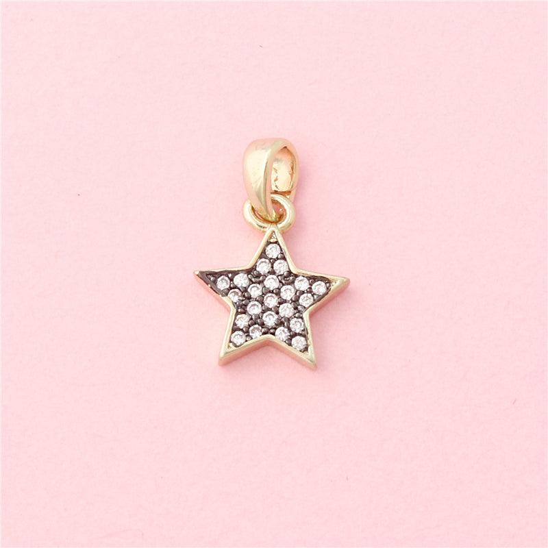 Acessórios de pingentes de amuletos de latão formato de estrela de cinco pontas 11x13mm 10pcs