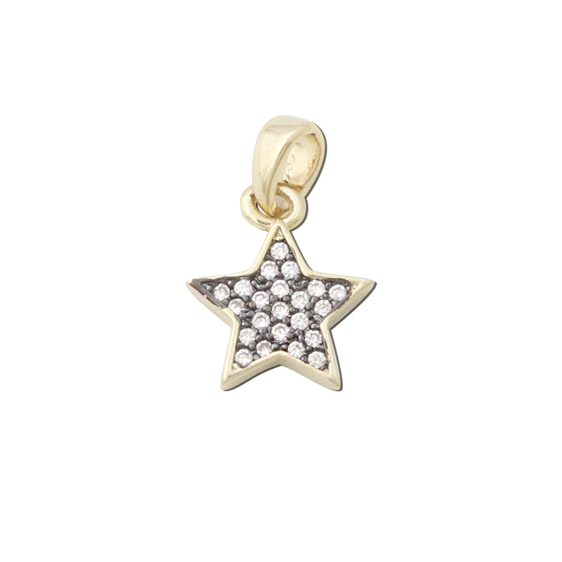 Acessórios de pingentes de amuletos de latão formato de estrela de cinco pontas 11x13mm 10pcs