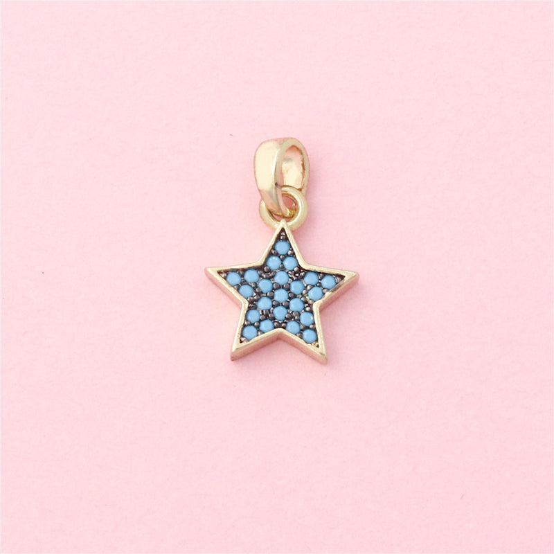 Acessórios de pingentes de amuletos de latão formato de estrela de cinco pontas 11x13mm 10pcs