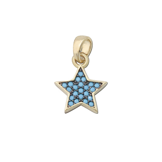 Acessórios de pingentes de amuletos de latão formato de estrela de cinco pontas 11x13mm 10pcs