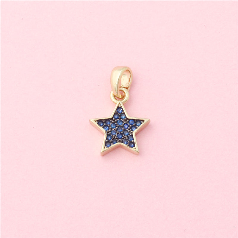 Acessórios de pingentes de amuletos de latão formato de estrela de cinco pontas 11x13mm 10pcs