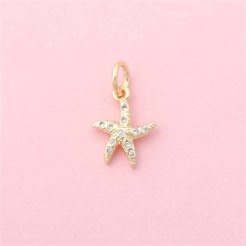 Pingentes de latão acessórios formato estrela do mar 11x14mm 10pcs