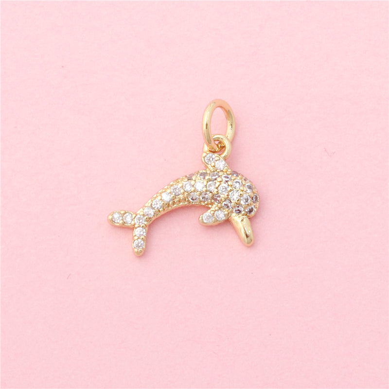 Brass Charms Pendants Accessories Dolphin Shape 11x14mm 10pcs