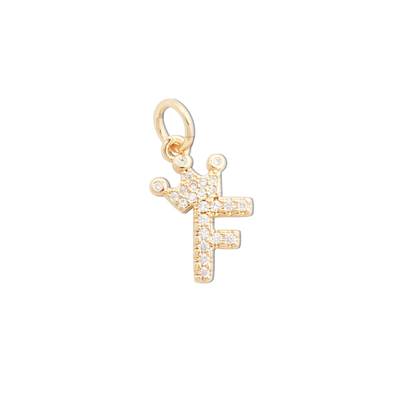 Pendentifs en laiton avec lettre F et zircons incrustés, accessoires 11 x 17 mm, 10 pièces