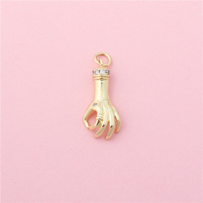 Brass Charms Pendants Accessories Hand Shape 11x22mm 10pcs