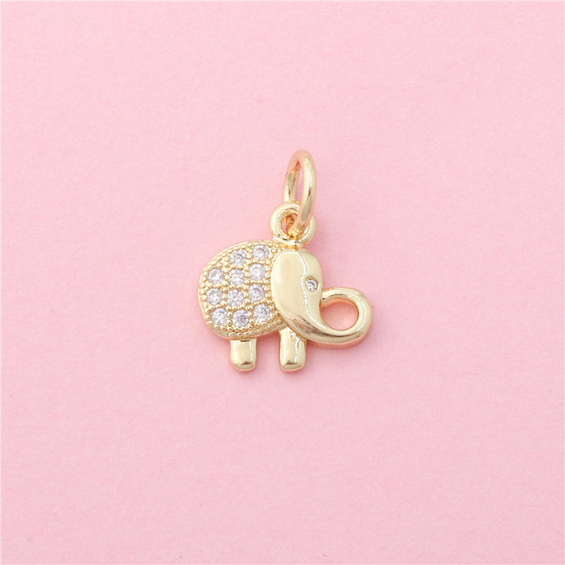 Latón Charms Colgantes Accesorios Forma Elefante 12x12mm 10ud