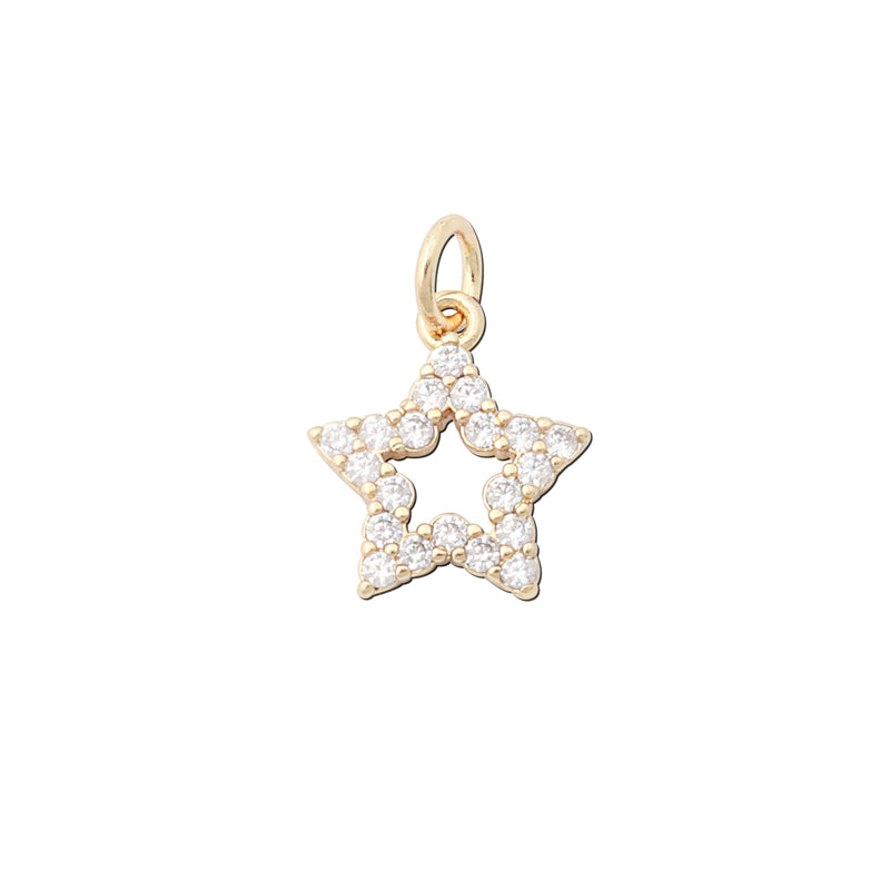 Acessórios de pingentes de amuletos de latão formato de estrela de cinco pontas 12x13mm 10pcs