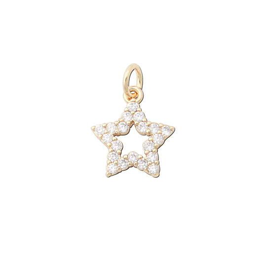 Acessórios de pingentes de amuletos de latão formato de estrela de cinco pontas 12x13mm 10pcs