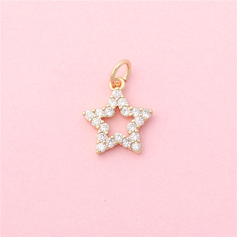 Accesorios colgantes de dijes de latón con forma de estrella de cinco puntas 12x13 mm 10 piezas