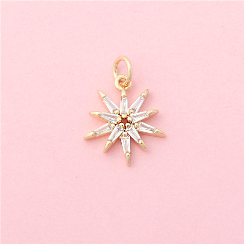 Brass Charms Pendants Accessories Snowflake Shape 13x15mm 10pcs