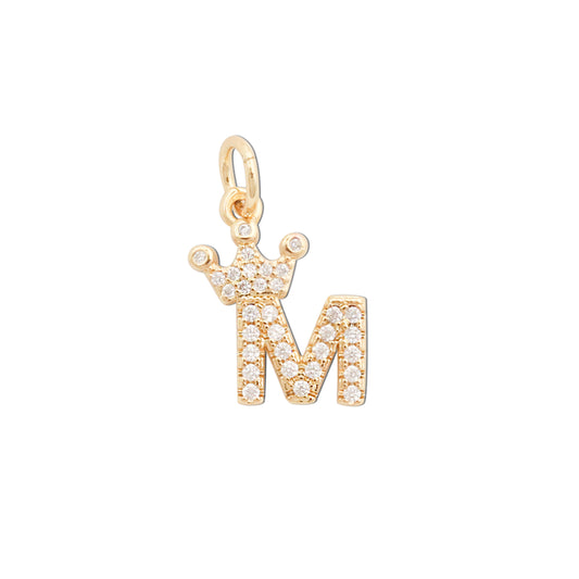 Brass Letter M Inlaid Zircon Charms Pendants Accessories 13x16mm 10pcs