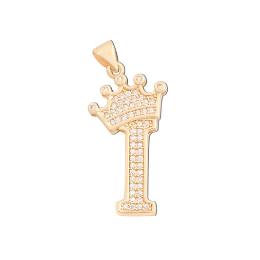 Acessórios de pingentes de amuletos de letra I de latão 13x28mm 10pcs