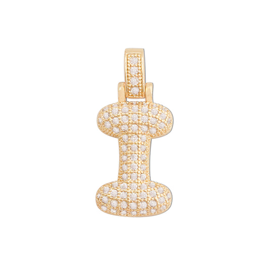 Acessórios de pingentes de amuletos de letra I de latão 13x29mm 10pcs