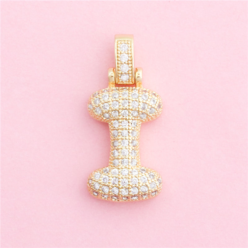 Acessórios de pingentes de amuletos de letra I de latão 13x29mm 10pcs