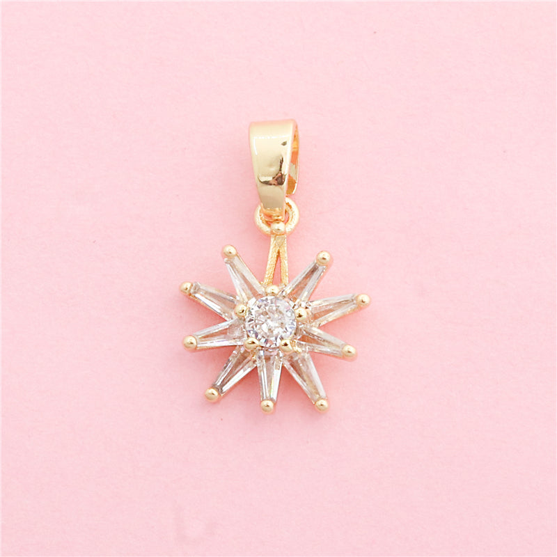 Brass Snowflake Shape Charms Pendants Accessories 14x16mm 10pcs