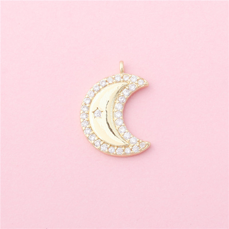 Brass Charms Pendants Accessories Moon Shape 14x20mm 10pcs