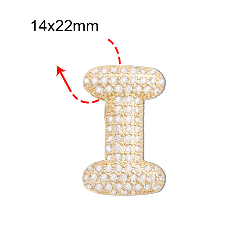 Pendentifs breloques en laiton lettre I accessoires 14x22mm 10pcs