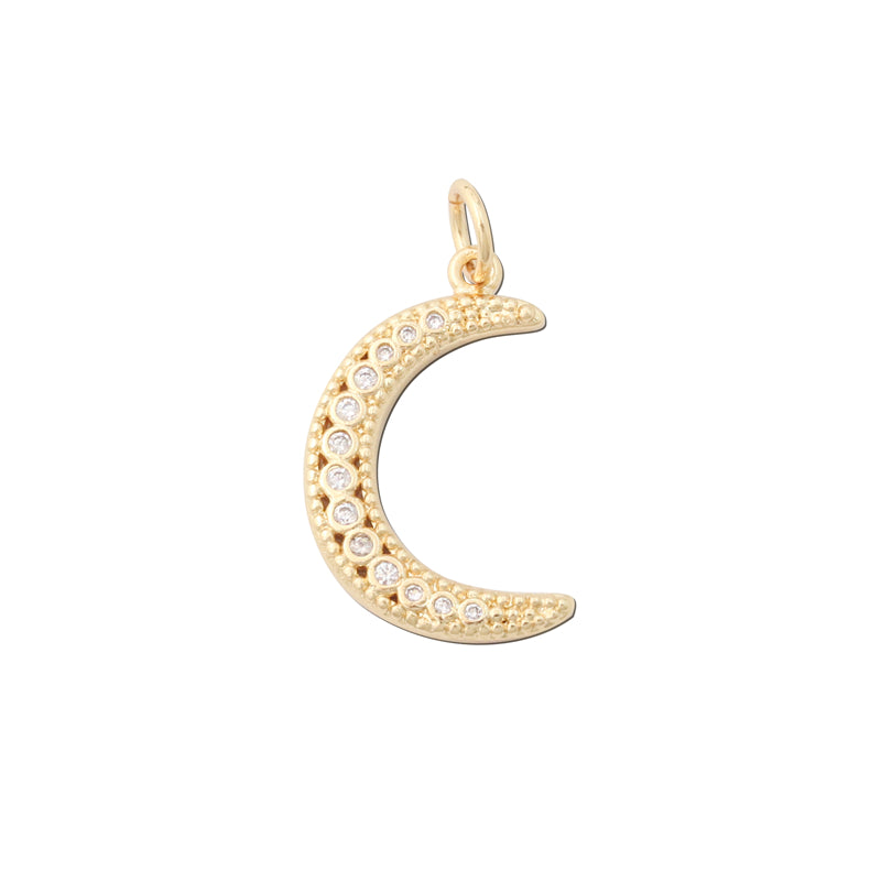 Latón Charms Colgantes Accesorios Forma Luna 14x23mm 10ud