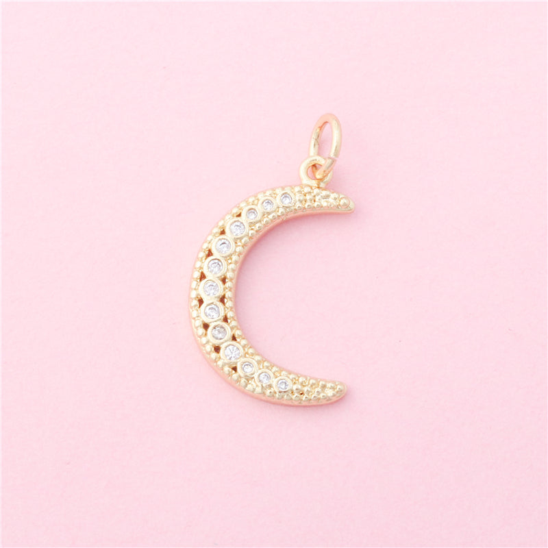 Latón Charms Colgantes Accesorios Forma Luna 14x23mm 10ud