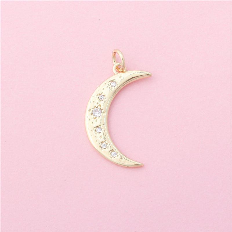 Brass Charms Pendants Accessories Moon Shape 14x24mm 10pcs