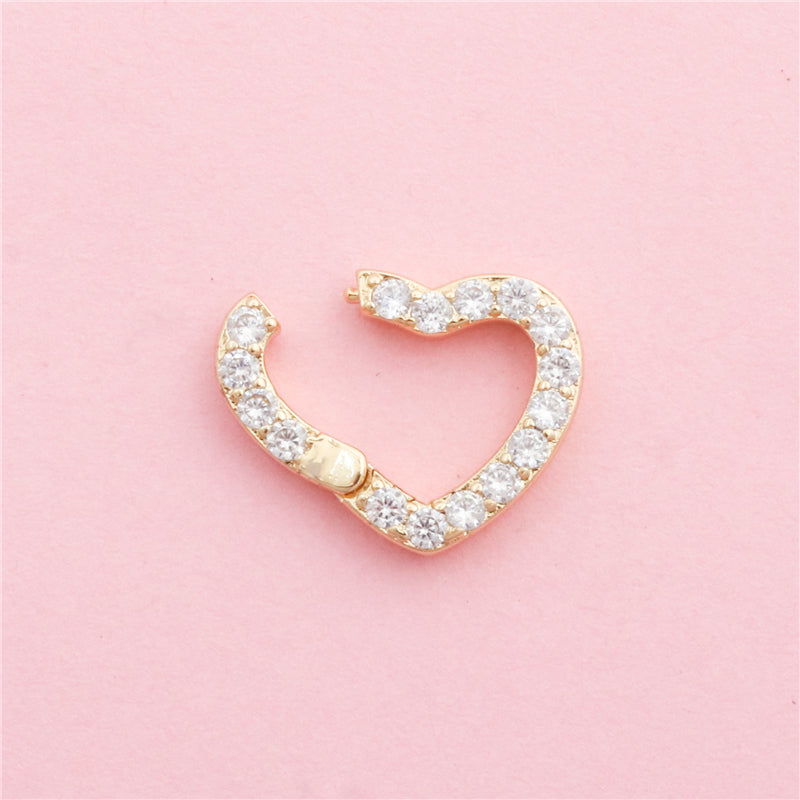 Accessori per giunti a scatto a forma di cuore in ottone 15x14mm 10pz