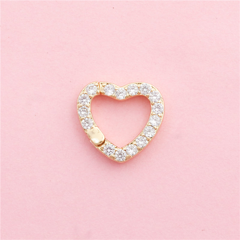 Accessori per giunti a scatto a forma di cuore in ottone 15x14mm 10pz