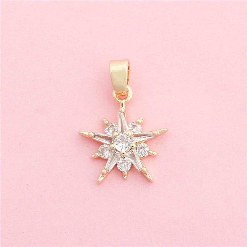 Brass Snowflake Shape Charms Pendants Accessories 15x17mm 10pcs