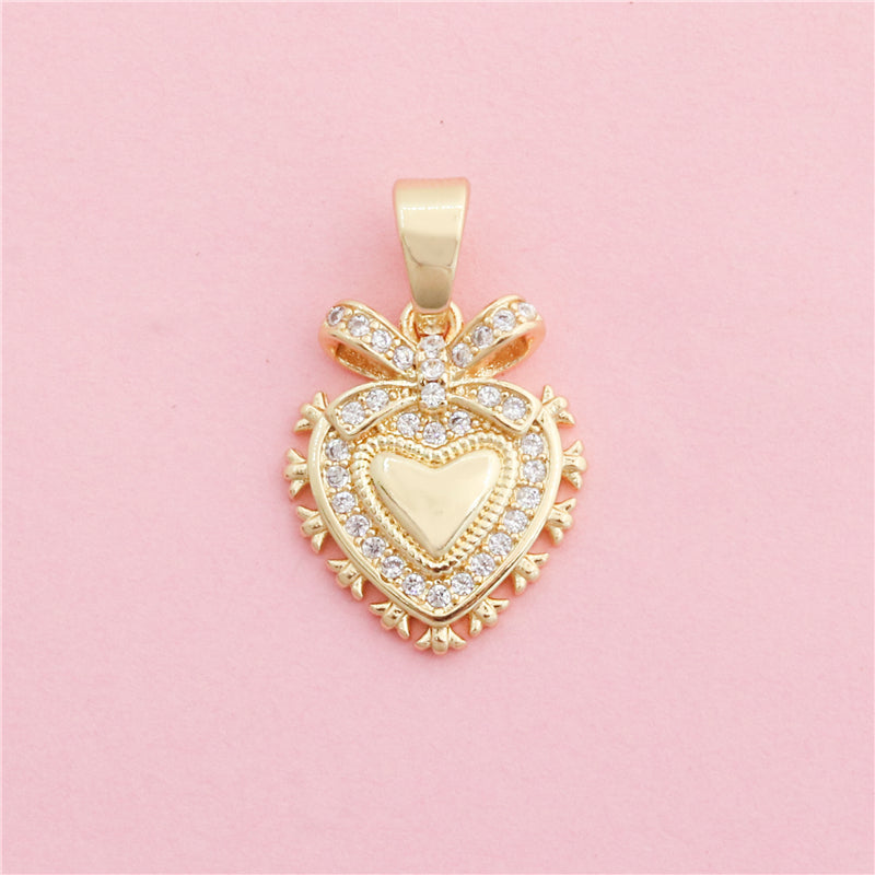 Brass Heart Shape Charms Pendants Accessories 15x18mm 10pcs