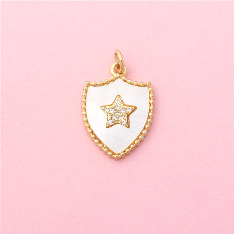 Brass Charms Pendants Accessories Pearl Shell Shield Shape 15x21mm 10pcs