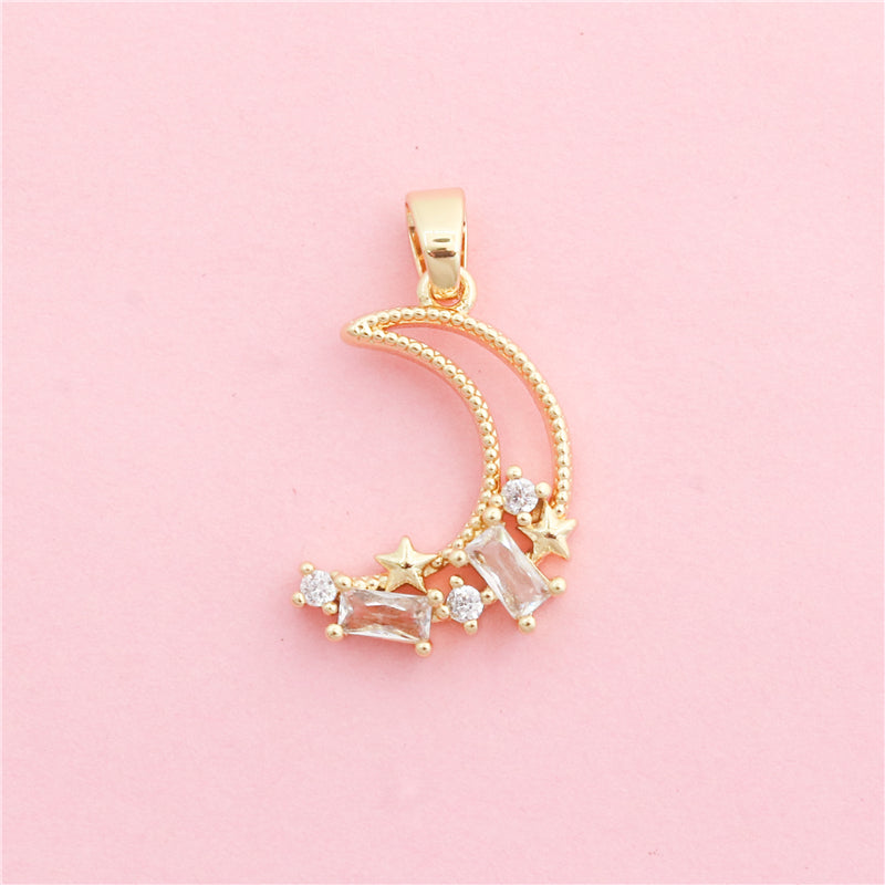 Brass Moon Shape Charms Pendants Accessories 15x22mm 10pcs