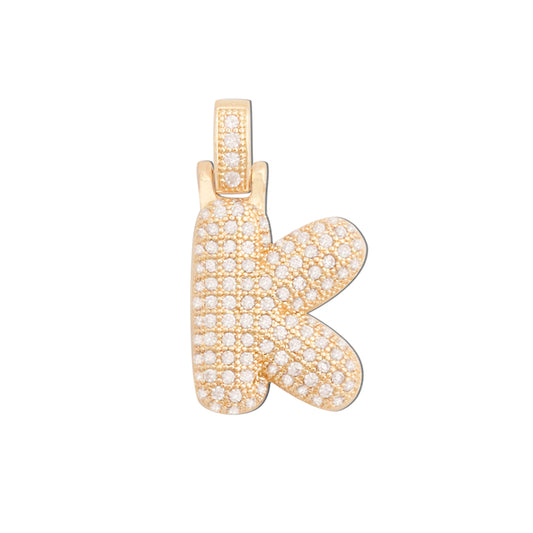 Acessórios de pingentes de amuletos letra K de latão 15x29mm 10 unidades