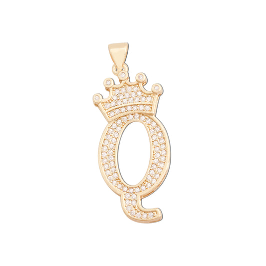 Acessórios de pingentes de amuletos de letra Q de latão 15x34mm 10pcs