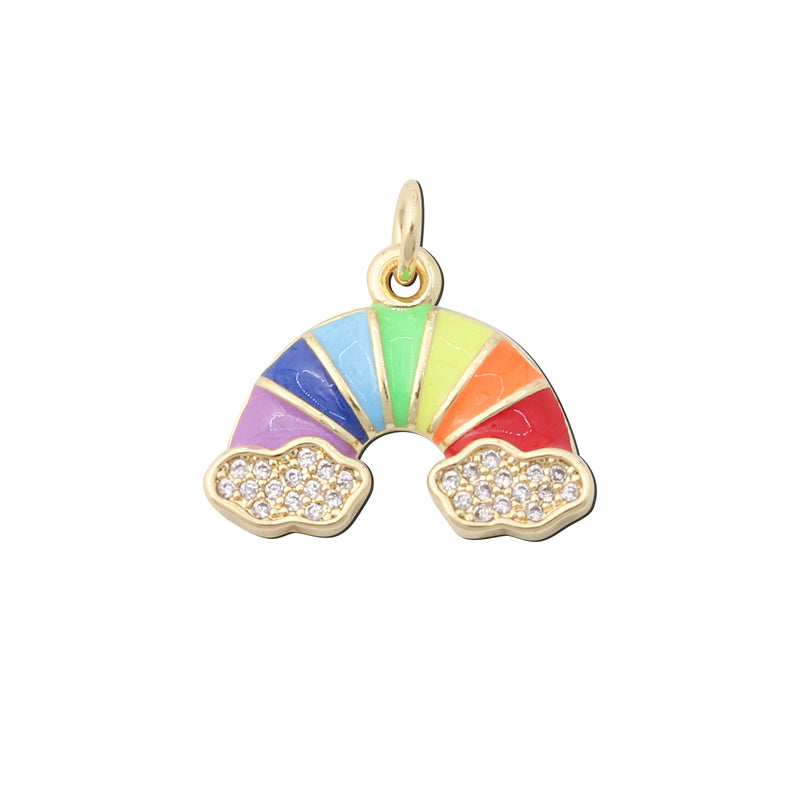 Accesorios para colgantes con dijes de latón Forma de arco iris 16x20 mm 10 piezas