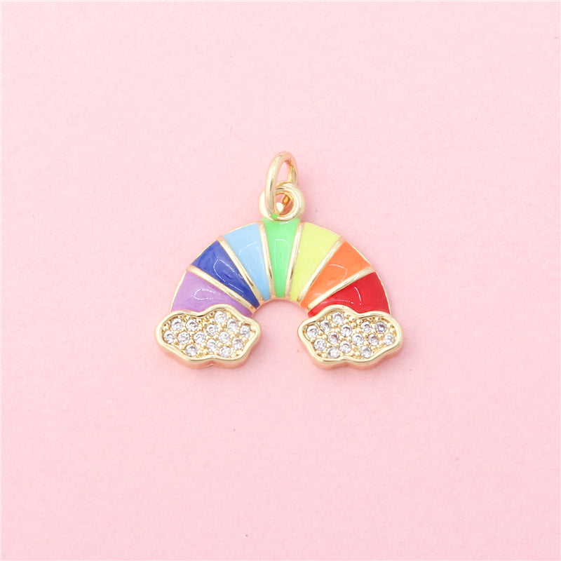 Accesorios para colgantes con dijes de latón Forma de arco iris 16x20 mm 10 piezas