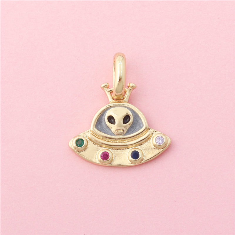 Brass Charms Pendants Accessories Spaceship Shape 16x20mm 10pcs