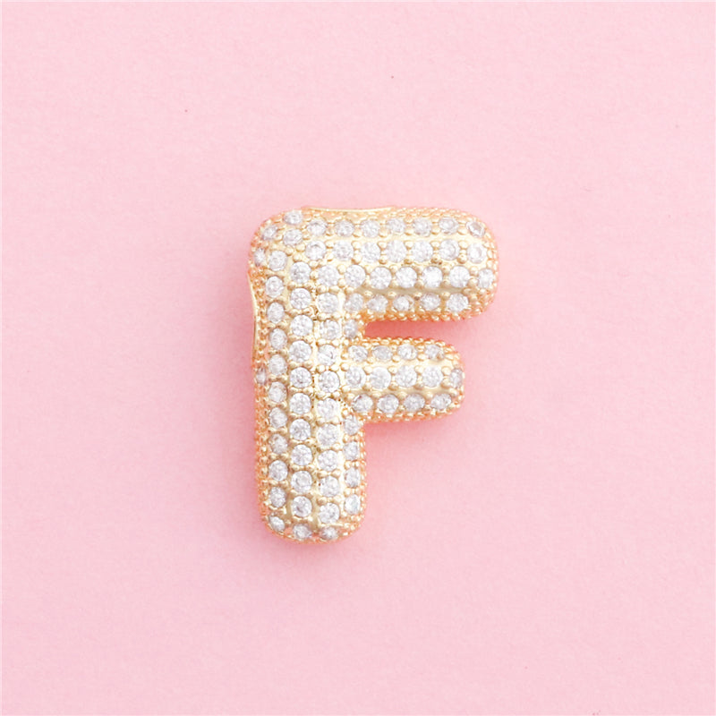 真鍮文字Fチャームペンダントアクセサリー16x21mm 10個