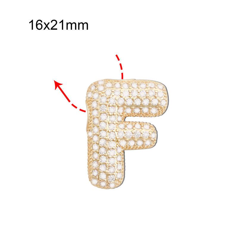 真鍮文字Fチャームペンダントアクセサリー16x21mm 10個
