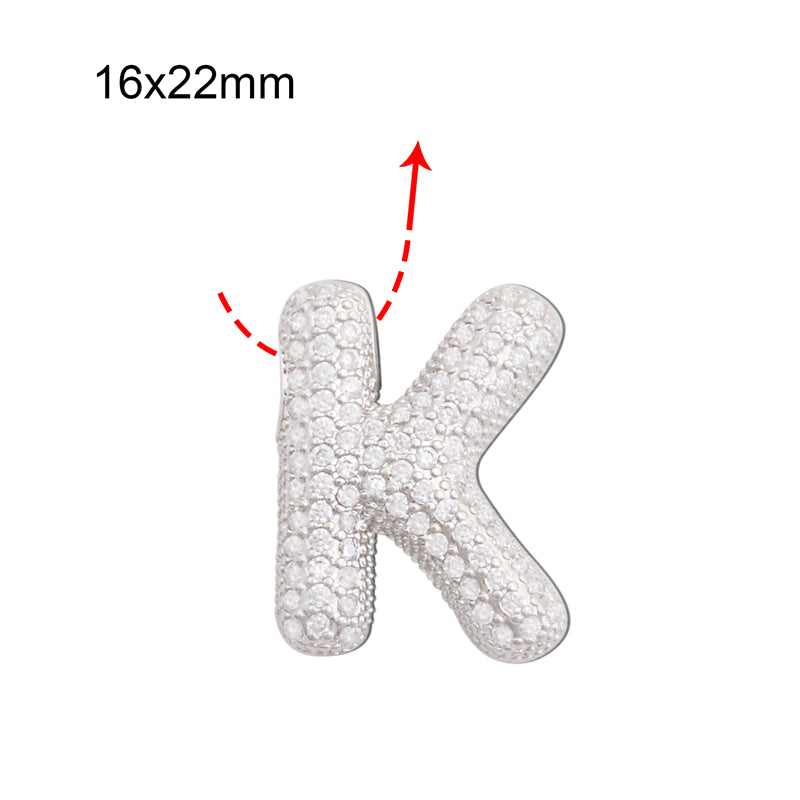 Acessórios de pingentes de amuletos de letra K de latão 16x22mm 10pcs