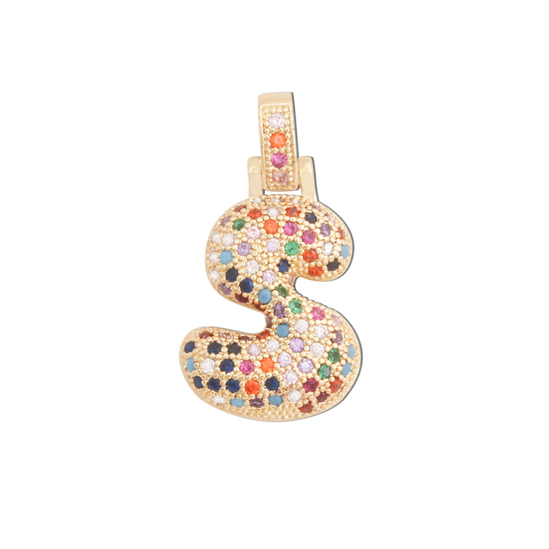 Acessórios de pingentes de amuletos de letra S de latão 16x28mm 10pcs