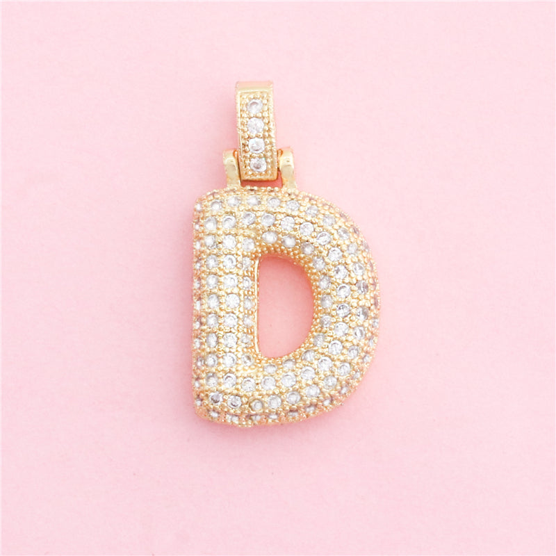 真鍮文字Dチャームペンダントアクセサリー16x29mm 10個