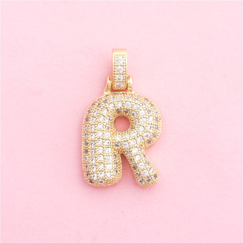 真鍮文字Rチャームペンダントアクセサリー16x29mm 10個