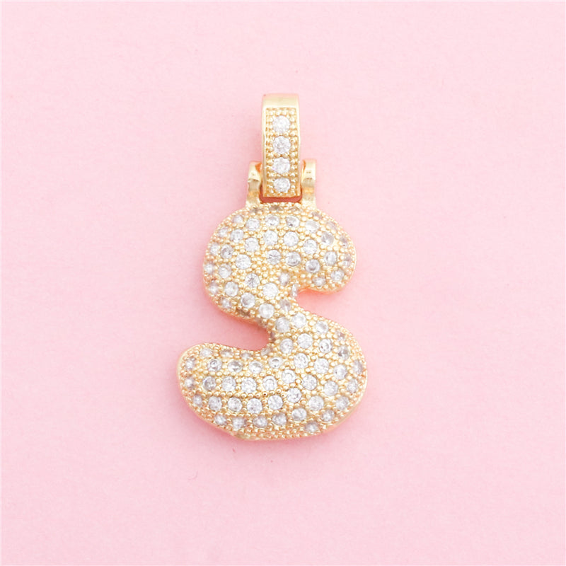 Ciondoli in ottone con lettera S, accessori 16x29mm, 10 pezzi