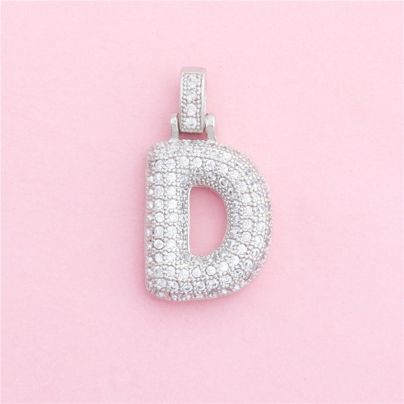 Acessórios para pingentes de amuletos letra D em latão 16x29mm 10 unidades