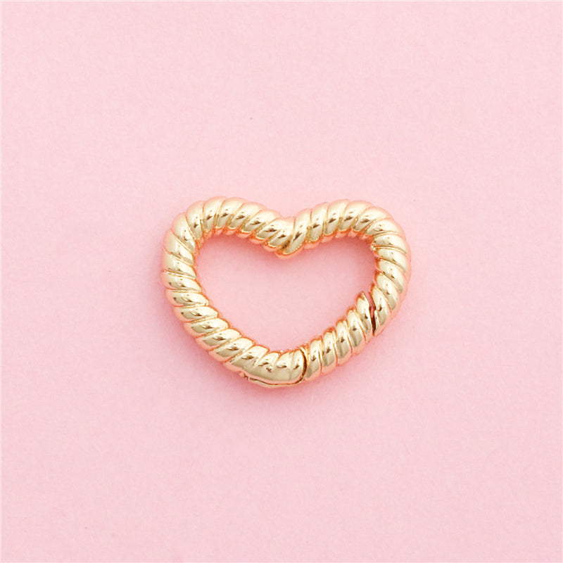 Brass Heart Shaped Spring Buckle Accessories 17x13mm 10pcs