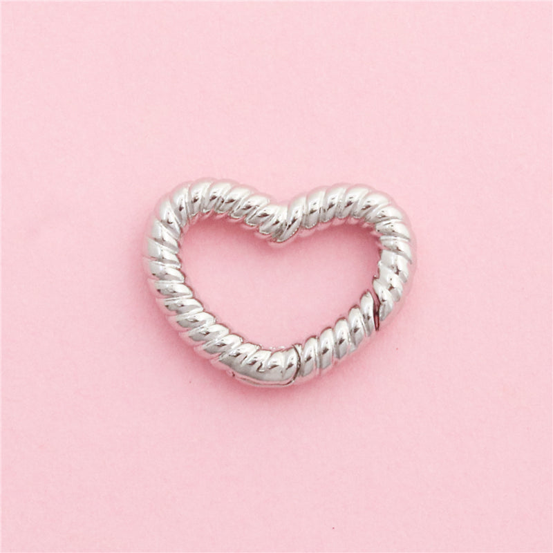 Brass Heart Shaped Spring Buckle Accessories 17x13mm 10pcs