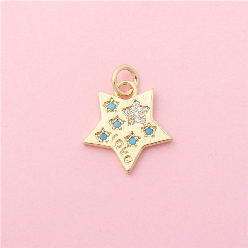 Brass Charms Pendants Accessories Five Pointed Star Shape 17x19mm 10pcs